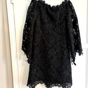 Free People Black Lace Off-Shoulder Dress